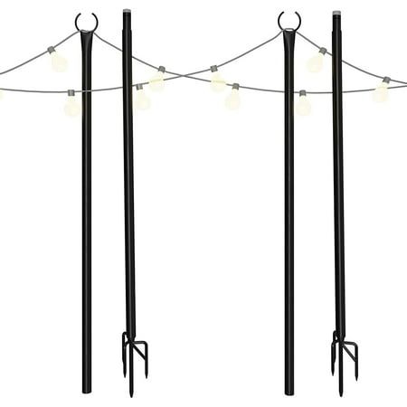 Patio Light Poles, String Light Poles, Patio Wedding, Hanging String Lights, Patio String Lights, Yard Lights, Metal Pole, Light Pole, Garden Backyard