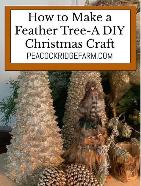 Christmas Tree Feathers, Feather Christmas Tree, Wood Blocks Christmas, Budget Christmas, Diy Pinecone, Beautiful Christmas Decorations, Tabletop Christmas Tree, Feather Crafts, Christmas On A Budget