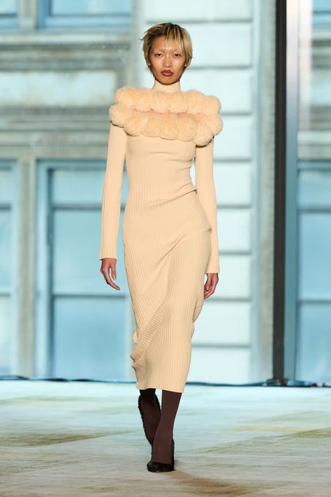 AKNVAS Fall/Winter 2024 Collection NYFW | Hypebeast Midi Knit Dress, Cable Knit Dress, Dress Closet, Fashion Week Runway, Versatile Dresses, Knit Midi Dress, Fall 2024, New Arrival Dress, Womens Fall