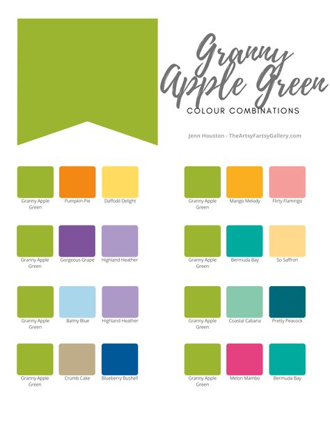 Jenn Houston - Canadian Independent Stampin' Up! Demonstrator  Stampin' Up! - greens Color Combos Green Pallete Combination, Green Contrast Color Combinations, Apple Green Color Palette, Green Colour Combinations, Paint Pallets, Green Color Combinations, Color Pallete, Color Combinations For Clothes, Colour Matching