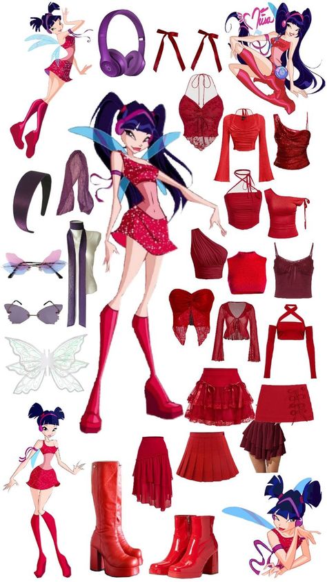 Musa Winx Costume Ideas, Winx Costumes Halloween, Halloween Outfits For Clubbing, Winx Musa Halloween Costume, Musa Winx Inspired Outfit, Musa Winx Club Costumes Halloween, Diy Winx Club Costume, Halloween Costume With Red Boots, Winx Fairies Costume