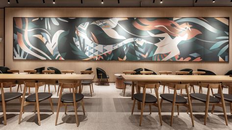 STARBUCKS Reserve — PETIT CHINOISERIE Starbucks Store Design, Starbucks Interior, Starbucks Design, Starbucks Store, Starbucks Reserve, Cafe Seating, Cafe Branding, Wall Graphic, Small Cafe