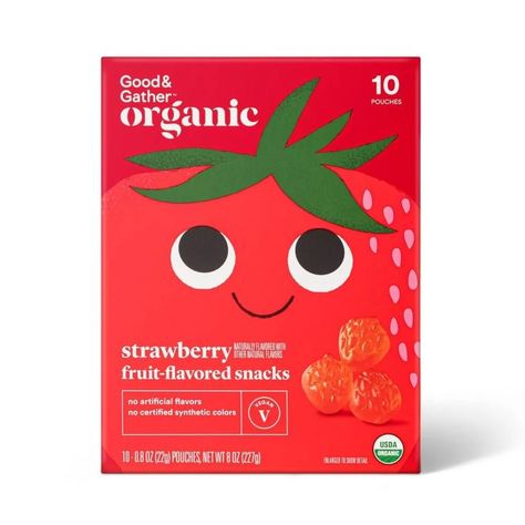 David Partington created the cute illustrations for this strawberry fruit flavoured snack packaging in the Good & Gather range by Target. Inspired by our visits to Japan where the most mundane product can have the cutest packaging design, this was a dream project to work on. Organic Juice Packaging, Strawberry Fruit Snacks, Cute Packaging Design, Strawberry Kawaii, Illustration Art Prints, Studio Illustration, Yummy Fruit, Kids Juice, Snack Brands