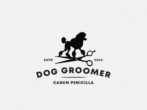 Dog Grooming logo design by Mersad Comaga Poodle Logo Design, Dog Grooming Logo Design, Pet Groomer Logo, Dog Salon Logo, Grooming Logo Ideas, Dog Groomer Logo, Dog Grooming Logo Ideas, Grooming Logo Design, Grooming Salon Logo