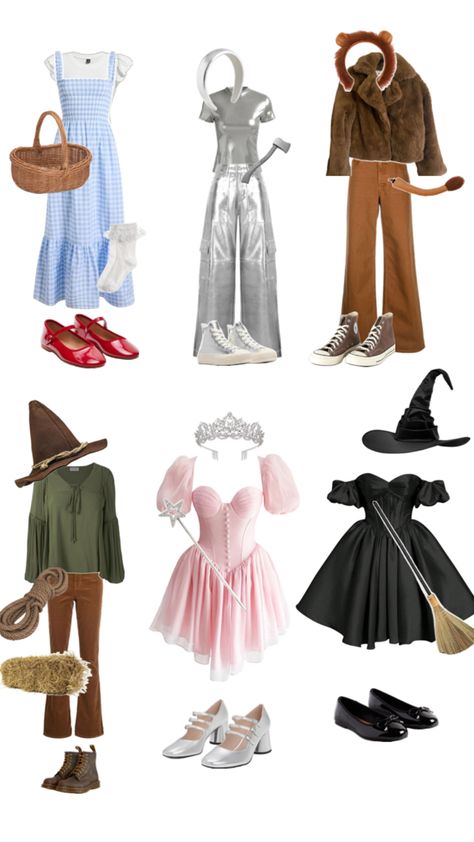 Age Day Spirit Week, Wizard Of Oz Themed Outfit, The Wizard Of Oz Characters, Group Of 6 Costume Ideas, Backyardagins Costumes, Wizard Of Ox Group Costume, Wizard Of Oz Duo Costume, Group Ideas For Halloween, Costume Ideas One Person