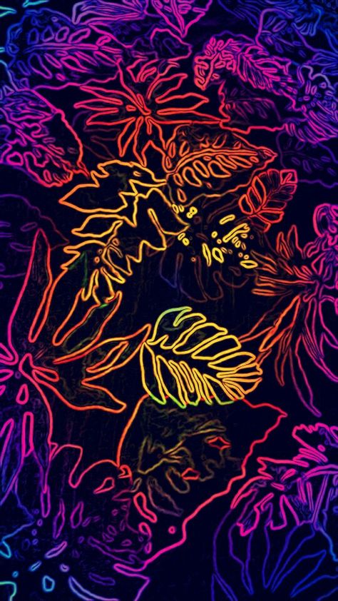 Wallpapers by Isha Neon lights Neon tropical wallpaper Tropical wallpaper Wallpaper Neon Floral Wallpaper, Neon Tropical Wallpaper, Neon Tropical Aesthetic, Aesthetic Neon Lights Wallpaper, Tropical Night Aesthetic, Neon Pattern Wallpaper, Neon Flowers Aesthetic, Tropical Nightclub, Black And Neon Wallpaper