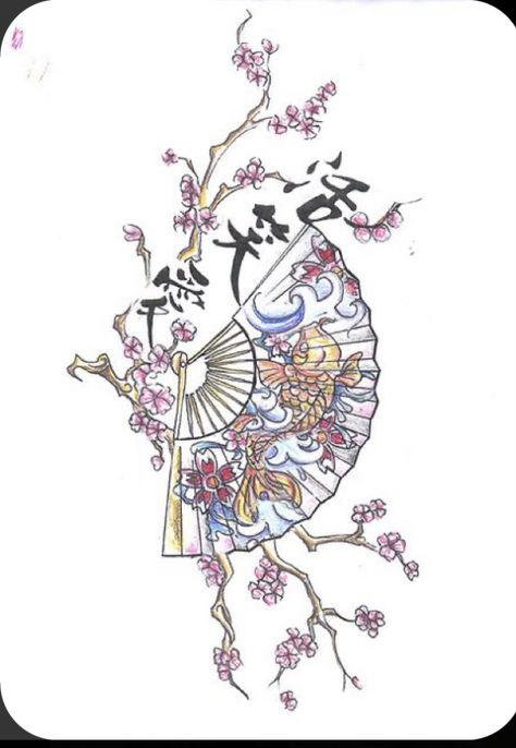 Dragon Fan Tattoo, Geisha Fan Tattoo, Chinese Design Tattoo, China Tattoo Ideas, Korean Fan Tattoo, Chinese Drawing Traditional, Small Asian Tattoo, Chinese Fan Tattoo, Asian Fan Tattoo