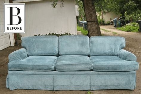 Rit Dye Furniture, Sofa Apartment, Mcm Sofa, White Sofa Living Room, Couch Makeover, Microfiber Couch, Sofa Makeover, Vintage Couch, Porch Colors