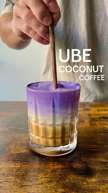 Ube Sweetened Condensed Milk Recipe, Ube Sweetened Condensed Milk, Coconut Coffee Recipe, Recipes Using Ube Condensed Milk, Ube Coffee, Filipino Drinks, Coconut Milk Drinks, Ube Condensed Milk, Island Desserts