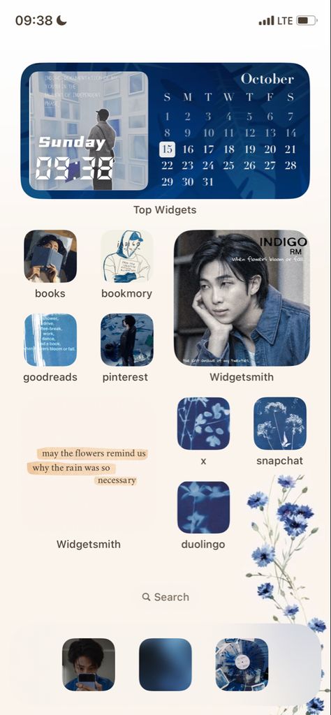 Rm Indigo, Wallpaper Layout, Phone Layouts, Homescreen Ideas, Homescreen Layout, Dark Wallpaper Iphone, Phone Themes, House Layouts, Moon Child