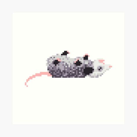 Opossum Pixel Art Opossum Cross Stitch Patterns, Possum Perler Beads, Opossum Pixel Art, Possum Cross Stitch Patterns, Opossum Cross Stitch, Possum Pixel Art, Possum Perler Bead Pattern, Possum Cross Stitch, Bug Taxidermy