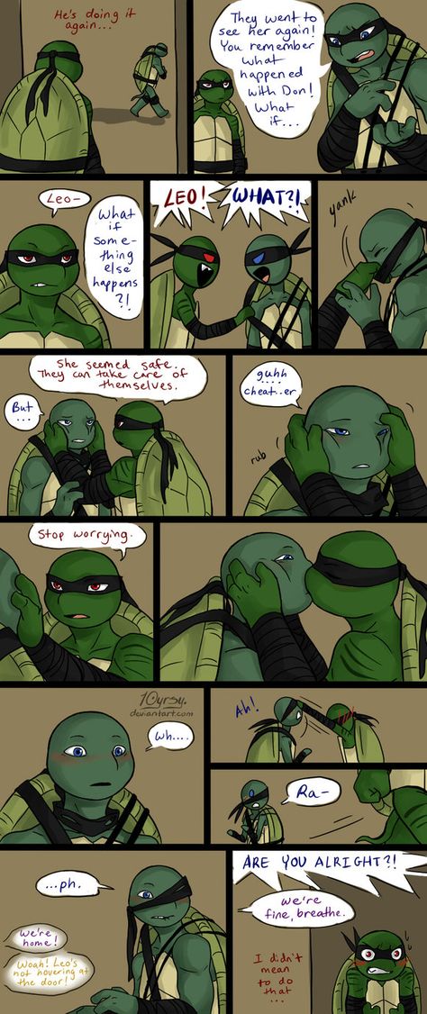 The Face Thing by 10yrsy Leo X Raph, 2012 Tmnt, Randy Cunningham Ninja Total, Tmnt Leo, Donatello Tmnt, Leonardo Tmnt, Tmnt Comics, Teenage Mutant Ninja Turtles Art, Tmnt Artwork