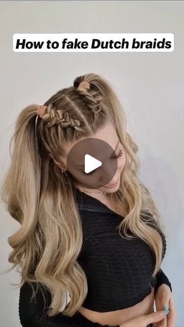 GK Hair on Instagram: "✨ How to Fake Dutch Braids for Effortless, Stunning Style! 💁‍♀️💫  Dreaming of perfect Dutch braids but not sure how to do them? Don't worry — we've got you covered! Learn how to fake Dutch braids with this easy step-by-step guide, giving you that bold, chic look in minutes. Whether you’re heading to the gym, a night out, or just want a cute style, these faux Dutch braids are your go-to! 🙌  #FakeDutchBraids #DutchBraids #BraidTutorial #EasyBraids #HairGoals #BraidedBeauty #NoSkillNeeded #HairInspo #BraidHack #QuickHairstyle #ChicHair #FauxBraids #BraidedStyles #HairTips #EffortlessBeauty #BraidStyle #HairHacks #BraidedUpdo #InstantBraids" Perfect Dutch Braids, Fake Dutch Braid, Braid Your Own Hair, Double Braids, Faux Braids, Dutch Braid Tutorial, Dutch Braid Hairstyles, Dutch Braids, Stunning Style