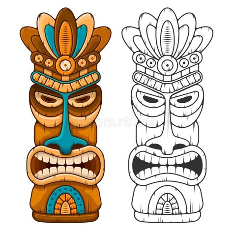 Wooden Tiki mask. Tiki tribal wooden mask. Hawaiian traditional elements. Colore #Sponsored , #ad, #affiliate, #mask, #Wooden, #elements, #tribal Totem Tiki, Tiki Masks, Tiki Hawaii, Tiki Tattoo, Tiki Faces, Tiki Head, Tiki Statues, Tiki Totem, Wooden Mask