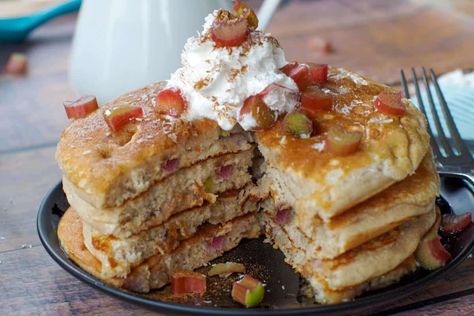 Rhubarb Pancakes, Recipes For Rhubarb, Strawberry Rhubarb Muffins, Rhubarb Oatmeal, Rhubarb Cookies, Classic Pancake Recipe, Roasted Rhubarb, Rhubarb Muffins, Just Pies