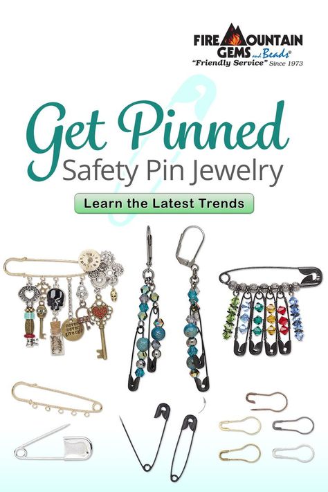 Get pinned with safety pin jewelry! Discover the origin of safety pin fashion and the newest ways to incorporate them into jewelry. #FMGKnows #JewelryTrends #DIYJewelry Safety Pin Brooch Diy, Diy Safety Pin Jewelry, Safety Pin Jewelry Diy, Safety Pin Fashion, Safety Pin Projects, Safety Pins Fashion, Safety Pin Jewelry Patterns, Safety Pin Crafts, Diy Safety