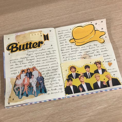 #diy #bts #btsaesthetic #butter Bts Scrapbook Ideas, Butter Journal, Bts Journal Ideas, K Pop Journal, Bullet Notes, Diy Bts, Butter Bts, Army Crafts, Bts Journal