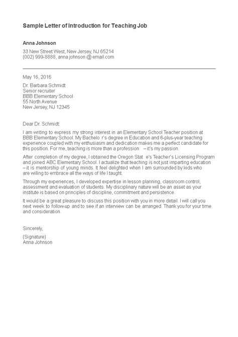 Letter of Introduction for Teaching Job - How to create a Letter of Introduction for Teaching Job? Download this Letter of Introduction for Teaching Job template now! Letter Of Introduction For Job, Letter Of Introduction Teacher Job, Introduction Letter For Employment, Canadian Resume, Careers Ideas, Simple Job Application Letter, Teacher Letter, Teaching Resume, Introduction Letter