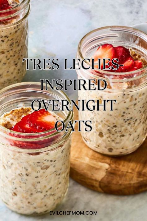 Tres Leches-Inspired Overnight Oats Mexican Overnight Oats, Tres Leches Overnight Oats, Muffin Tin Breakfast, Types Of Milk, Oat Recipes Healthy, Overnight Oats Recipe Healthy, Overnight Oatmeal, Food Substitutions, Diet Desserts