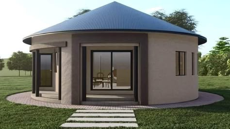 Farmhouse Balcony, Africa Architecture, Round House Plans, Ranch Living, House Plans South Africa, African Architecture, Round Building, African House, Bungalow Style House Plans