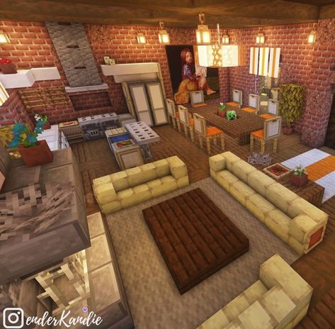 Minecraft Modern House Designs, Minecraft Living Room, Interior Design Minecraft, Minecraft House Decor, Minecraft House Interior, Interior Minecraft, Rumah Minecraft Sederhana, Minecraft Mansion, Minecraft Interior