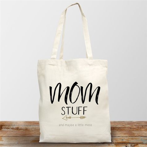 Mom Tote Bag | Carry-All Bag For Mom Fill our personalized Mom Stuff canvas tote bag with everything but the kitchen sink - you know - all the stuff Mom carries every day! #mothersdaygift #giftideas #gifts #giftsforyounow Tote Bag Ideas, Canvas Bag Design, Mom Bag, Quote Tote Bag, Mom Tote Bag, Diy Tote, Bag Quotes, Quote Tote, Funny Tote Bags