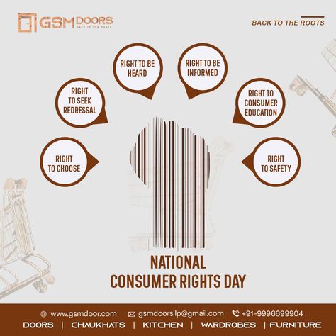 Every Year on 24th December, we celebrate the rights of consumers and the importance of fair and ethical business practices. As consumers, it is our responsibility to be aware of our rights and to speak up when they are not being respected. Happy National Consumer Rights Day! #GSMDoors #nationalconsumerday #nationalconsumerday2022 #consumerday #consumerday2022 #awareness #beaware #rights #consumerrightsday #Consumerrights National Consumer Rights Day, Consumer Rights, 24th December, Right To Education, Right To Choose, Business Ethics, To Speak, No Response, Education