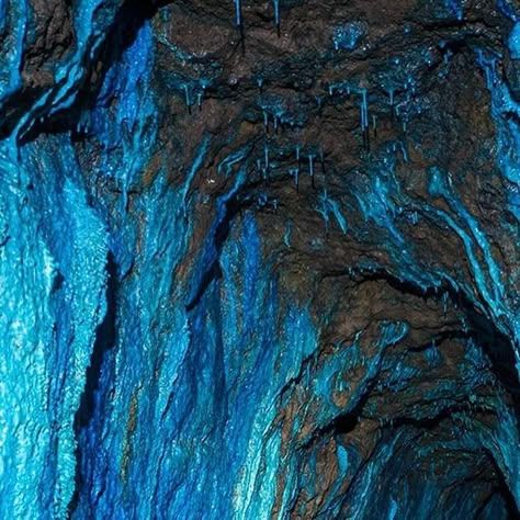 Geology Wonders on Instagram: "The amazing “Blue Mine”, so called for the level around 120ft below the surface full of blue copper related mineral formations. Built up over the years since the mine closed (1850’s mine) by water pushing out tiny amounts of fine minerals in the surrounding rocks, depositing them into the level. These formations are soft like toothpaste and very delicate.  Credits @CornishMineExplorer (Facebook)" Russian Anime, Mineral Formations, Blue Rocks, Troll Hunters, Fine Minerals, Caving, Below The Surface, College Photos, Avatar World