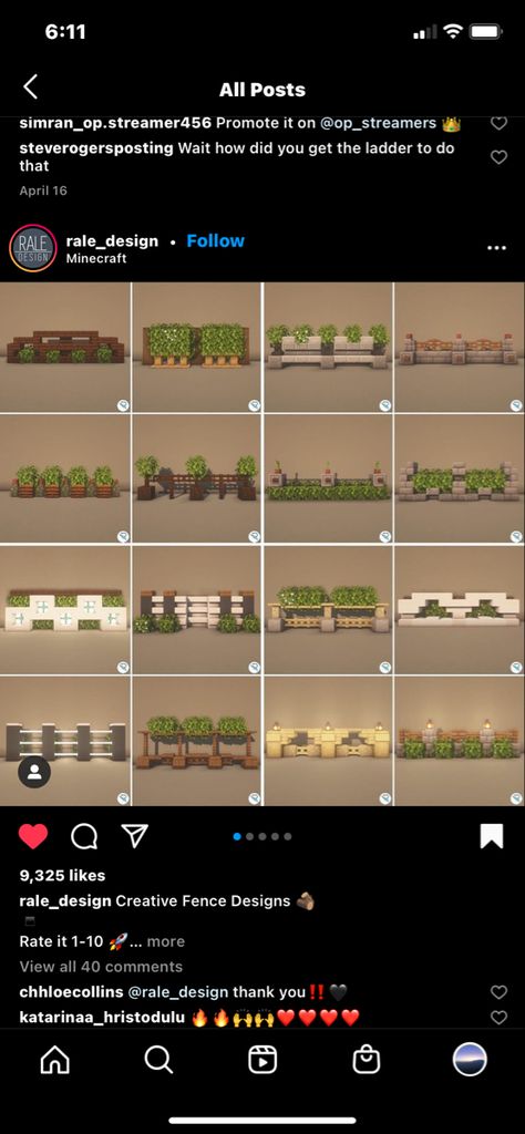 Minecraft Garden Fence Ideas, Mincraft Idea Fence, Fences In Minecraft, Minecraft Garden Wall Designs, Minecraft Building Ideas Fence, Minecraft Bush Fence, Japanese Fence Minecraft, Minecraft Natural Wall, Fence In Minecraft