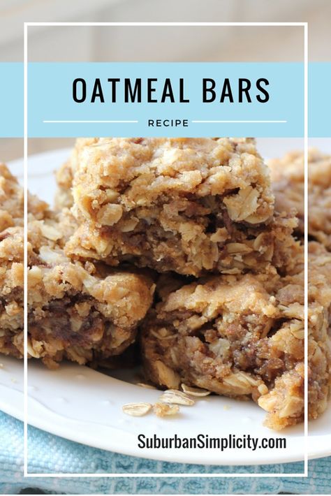 Easy-Oatmeal-Bar-Recipe. Heaven every time! Chewy Oatmeal Bars, Easy Oatmeal Bars, Oatmeal Breakfast Bars Healthy, Oatmeal Bar, Oatmeal Bars Recipes, Healthy Oatmeal Breakfast, Oatmeal Breakfast Bars, Food For Kids, Easy Oatmeal