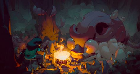 Campfire Drawing, Fire Art, Lol League Of Legends, Animation Background, Visual Development, Fantasy Illustration, Dark Fantasy Art, Children Illustration, Campfire