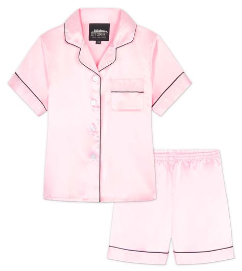 Pink Satin Pjs, Summer Outfits For Girls 10-12, Clothes For 12 Year Girl, Clothes For 11 Year Girl, Primark Pjs, Pjs Summer, Summer Pyjamas, Pijama Satin, Short Pjs