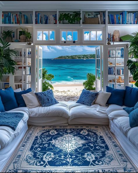 Summer Room Decor, Dream Beach Houses, Dream Life House, Coastal Living Room, Dream House Interior, Dream House Decor, Dream Home Design, My Dream Home, Future House