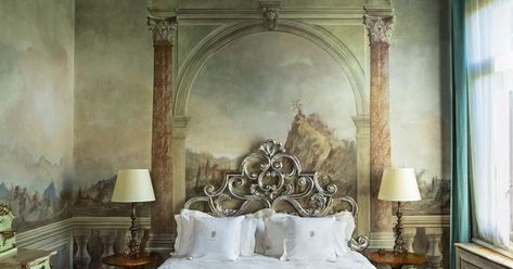 A blog about Interior Design with focus on French style and other Old World aesthetics. Antique Bedroom, Faux Painting, Hand Painted Walls, Mural Ideas, Design Del Prodotto, Wallpaper Murals, Beautiful Bedrooms, Wall Treatments, My New Room