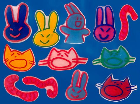 Cat, Bunny, & Worm - Cute Deco Doodle Animal Enamel Pins | Cute and colorful enamel pins featuring a cat, bunny, and worm. Perfect for animal lovers and anyone who appreciates cute doodle Animal Pins, Cute Doodle, Handmade Pins, Trendy Halloween, Doodle Drawings, Funky Art, Cute Doodles, Aesthetic Art, Cute Stickers