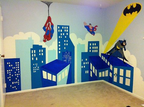 Super heroes wall Superhero Wall Decor, Batman Bedroom, Superhero Wall Decals, Batman Room, Marvel Room, Superhero Nursery, Superhero Bedroom, Superhero Wall, Kids Room Wall Stickers