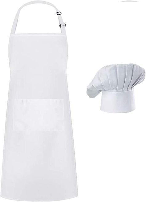 Baker Costume, Baker Outfit, Chef Outfit, Chef Costume, Apron With Pockets, White Apron, Bbq Apron, Chef Hat, Linen Store