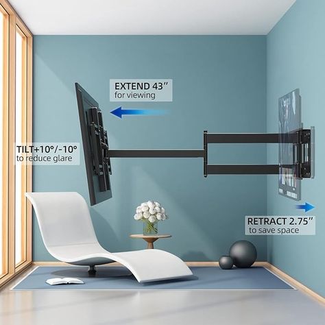 Amazon.com: HCMOUNTING Long Arm TV Wall Mount for 42-80 inch TVs, Full Motion with 43 inch Extension Articulating Arms, Swivel and Tilt TV Bracket, Holds up to 110 lbs, Max VESA 600x400mm : Electronics Tv On Arm Bracket, Long Arm Tv Wall Mount, Hanging Brackets For A 58 Inch Tv, 55 Inch Mount Swivel Tv, Free-angle Adjustable Wall-mounted Tv Bracket, 110 Lbs, Tv Bracket, Mounted Tv, Wall Mounted Tv