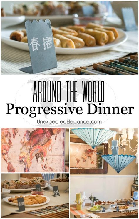 Get a few tips for having an Around the World Progressive Dinner. Progressive Dinner Themes, International Food Party, Dinner Party Theme Ideas, Progressive Dinner Party, Around The World Theme, Progressive Dinner, Party Theme Ideas, International Party, Adult Party Themes