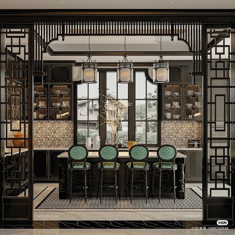 Chinese Interior Design Modern, Chinese Contemporary Interior, Indochine Kitchen, British Colonial House, Indochina Interior, Chinese Interior Design, Indochine Interior, Chinese Pavilion, Interior Design Behance