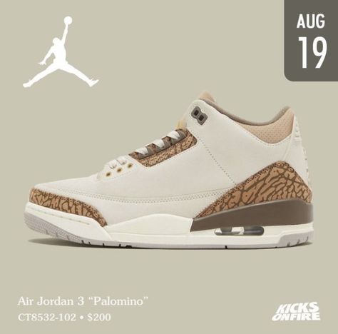 Jordans 3 Brown, 3s Jordans, Jordan 3 Palomino, Jordan 3s, Shoe Wishlist, Hype Shoes, Shoe Inspo, Air Jordan 3, Swag Shoes