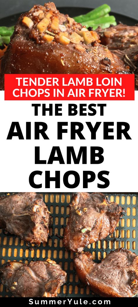 Can you cook lamb chops in air fryer? You bet! This air fryer lamb chops recipe is juicy, robust, and savory without being gamey. Learn to roast lamb chops in the air fryer that are low carb, keto, and gluten free. Get tips on cooking air fryer lamb loin chops vs lamb shoulder chops, the safe temperature for cooking lamb, and more! #airfryer #keto #lowcarb #protein #glutenfree #dinner #lamb Lamb Loin Chops In Air Fryer, Airfryer Lamb Chops, Air Fryer Lamb Shoulder Chops, Lamb Loin Chops Instant Pot, Lamb Loin Chop Recipes Air Fryer, Lamb Chop Shoulder Recipe, Bone In Lamb Loin Chops Recipe, Lamb Chops In Air Fryer, Air Fryer Lamb Chop Recipes