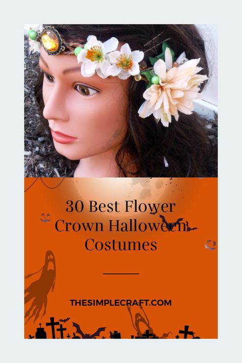 30 Best Flower Crown Halloween Costumes #flower #crown #halloween #costumes #BestHalloweenIdeas #flowercrownhalloweencostumes Flower Crown Costume, Crown Halloween Costume, Crafts Quotes, Fairy Flower Crown, Crown Costume, Daisy Flower Crown, Daisy Crown, Terrifying Halloween, Halloween Decor Diy