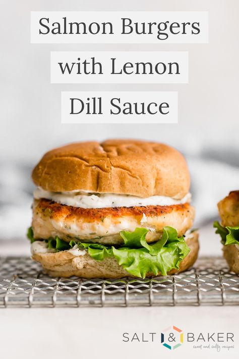 Salmon Burger No Bun, Salmon Patties Sandwich, Dill Sauce For Sandwiches, Salmon Burger Recipe Healthy, Grilled Salmon Burger Recipe, Salmon Patties Sauce Recipes, Homemade Salmon Burgers, Salmon Patty Sauce Simple, Baked Salmon Burgers