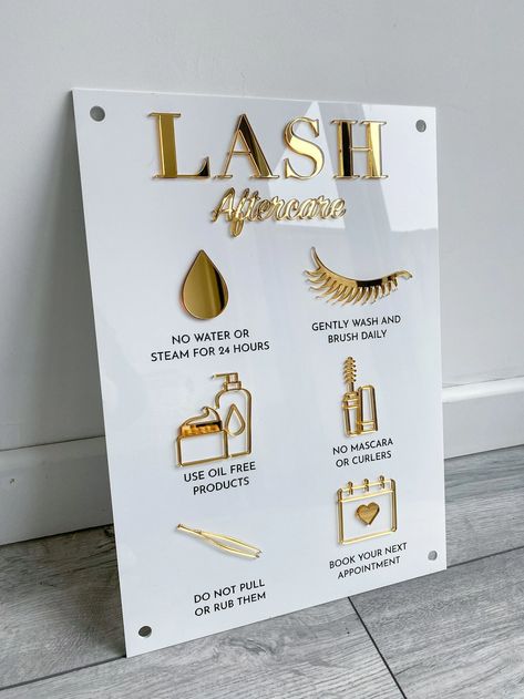 Facial Aftercare, Nail Aftercare, Spa Sign, Beauty Sign, Lash Aftercare, Lash Room Ideas, Eyelash Care, Eyelash Studio, Tech Room