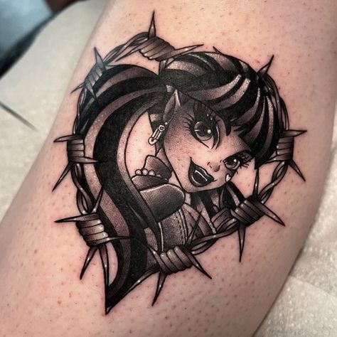 Monster High | Another Draculaura tattoo done for one of my lovely clients | Facebook Draculaura Tattoo Ideas, Draculaura Tattoo, Monster High Tattoo Ideas, Monster High Tattoo, Body Modification, Tat Ideas, Design Drawings, Dope Tattoos, Body Modifications