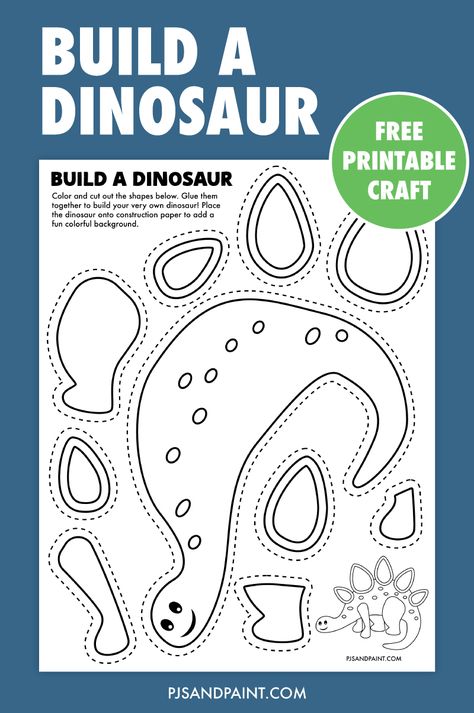 free printable build a dinosaur Free Dinosaur Printables Preschool, Free Dinosaur Template, Free Printable Dinosaur Templates, T Rex Template Free Printable, Build A Dinosaur Printable, Free Bridal Shower Printables, Build A Dinosaur, Truck Crafts, Princess Crafts