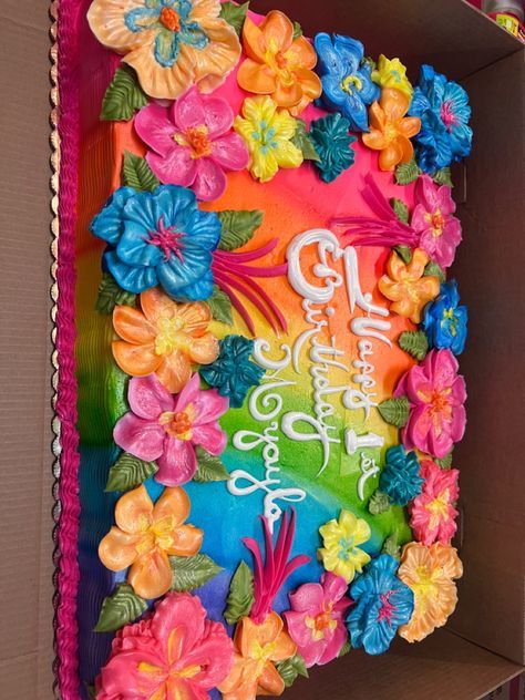 Hawaiian Birthday Party Cake Ideas, Hawaii Cakes Birthday, Luau Sheet Cake Ideas, Hawaiian Theme Cupcakes Luau Birthday, Hawaiian Cake Ideas Luau Birthday Themed Cupcakes, Simple Hawaiian Cake Ideas, Hawaiian Luau Cake Ideas, Margaritaville Birthday Cake, Hawaii Birthday Party Ideas Aesthetic