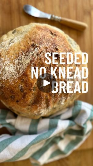 1.9M views · 124 reactions | This seeded no knead bread recipe takes you 5 minutes to prepare and then you leave it to do the rest of the work.  You’ll achieve the easiest, most delicious unprocessed bread which you could make every day! 

My original version has been seen by over 10million people and this is my seeded version which is even better!  Plus at the end of the video I show you how to use a Dutch oven to perfect your crunch!

The most processed thing we eat each day is sliced bread (us Brits eat over 63billion slices per year!!) If you want to live to 100 - then you must must must save this recipe!

I know making home-made bread can often be hard work because you need to knead it and it can take a lot of time to perfect but this recipe you can stir with a spoon and requires very How To Make Bread At Home, Home Made Bread Recipes Easy, No Knead Bread Recipe, Knead Bread Recipe, Bread Homemade, Homemade Bread Easy, Knead Bread, Dress Cape, Sliced Bread