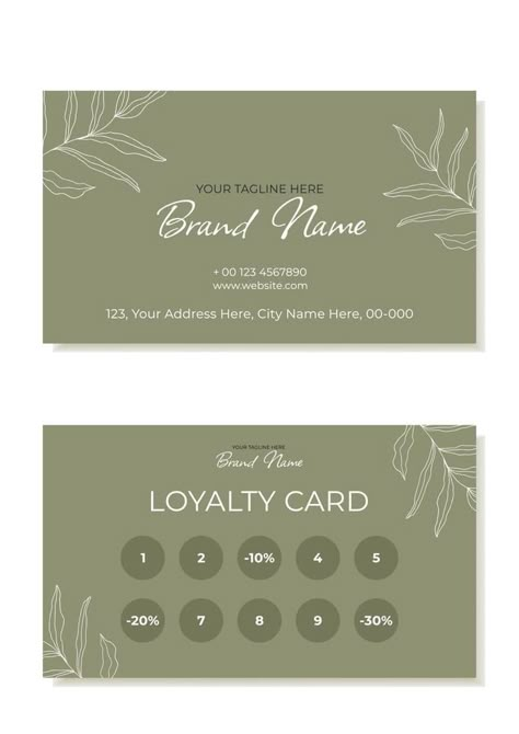 A rustic business and loyalty card template with plants in the outline. Suitable for beauty salons, depilation masters, hair stylists, eyebrow specialists. Vector Business Cards Ideas Design, Business Card Beauty Salon, Gift Card Design Ideas, Loyalty Cards Ideas, Spa Business Cards Design, Luxury Loyalty Card Design, Beauty Loyalty Card Ideas, Hair Loyalty Cards, Beauty Business Cards Salons